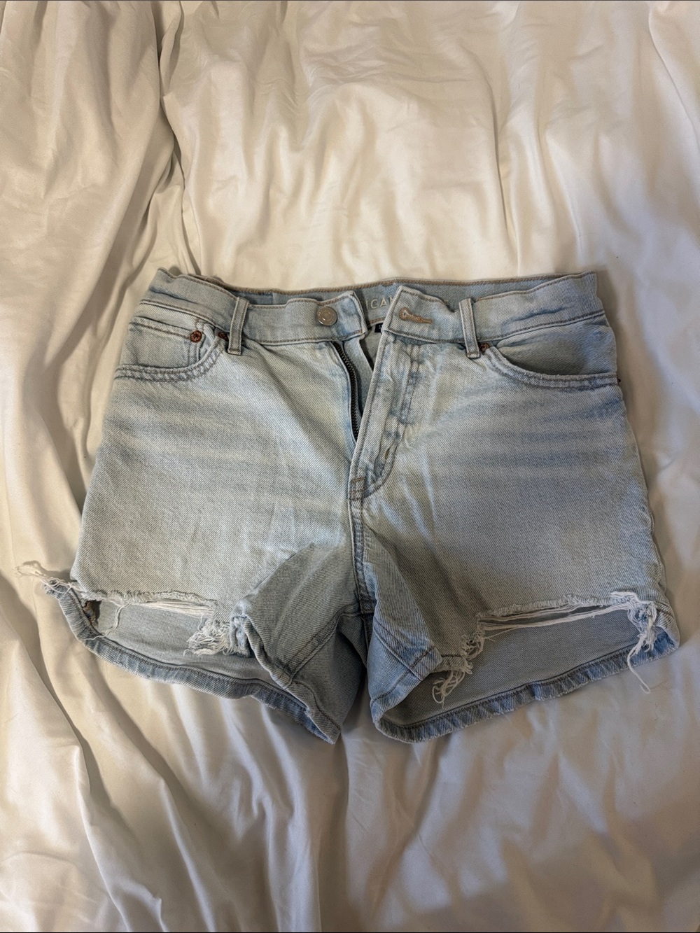 American Eagle Outfitters Light Blue Distressed Denim Cutoff Shorts
